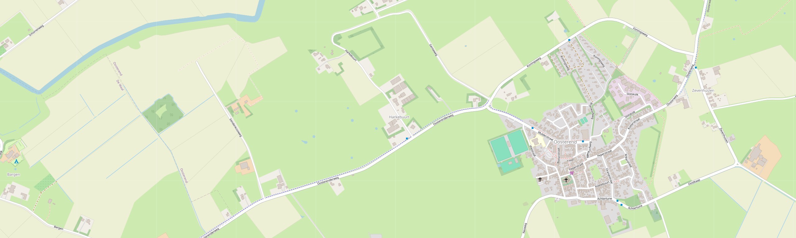 Kaart met de locatie Harkebuurt 3, 1794 HM Oosterend